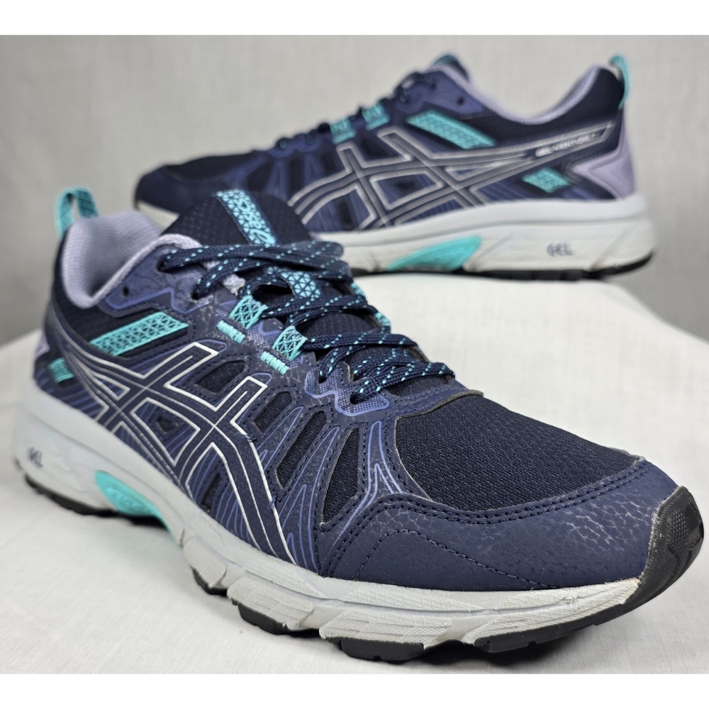 ASICS GEL-Venture 7 Women Running Shoes Navy Purple Teal Trail Sneakers 8.5